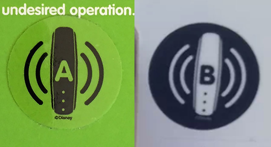 What do the A and B stickers mean on the back of MagicBand boxes? What do the A and B stickers mean on the back of MagicBand boxes?