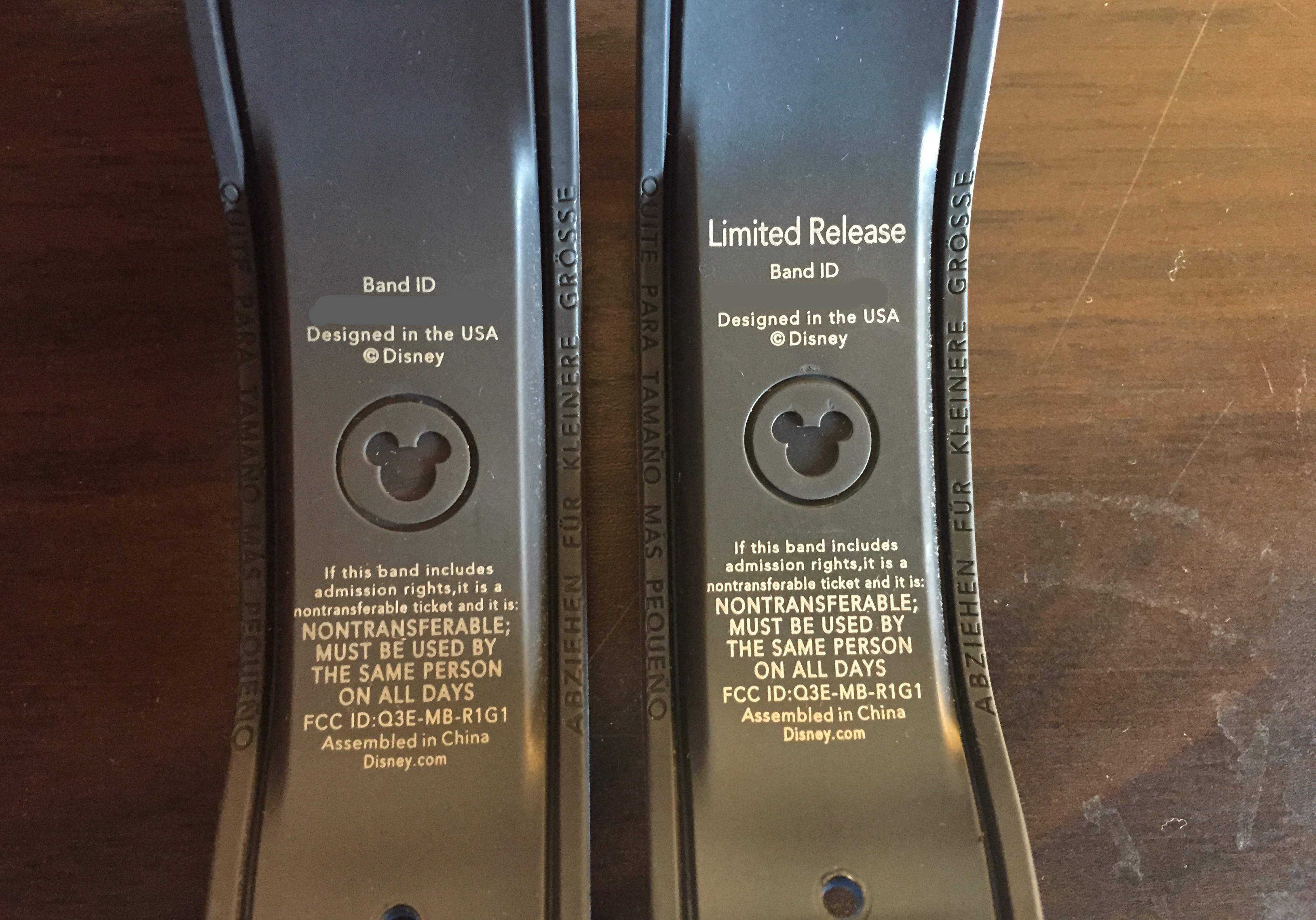 Differences discovered in the blue runDisney MagicBands