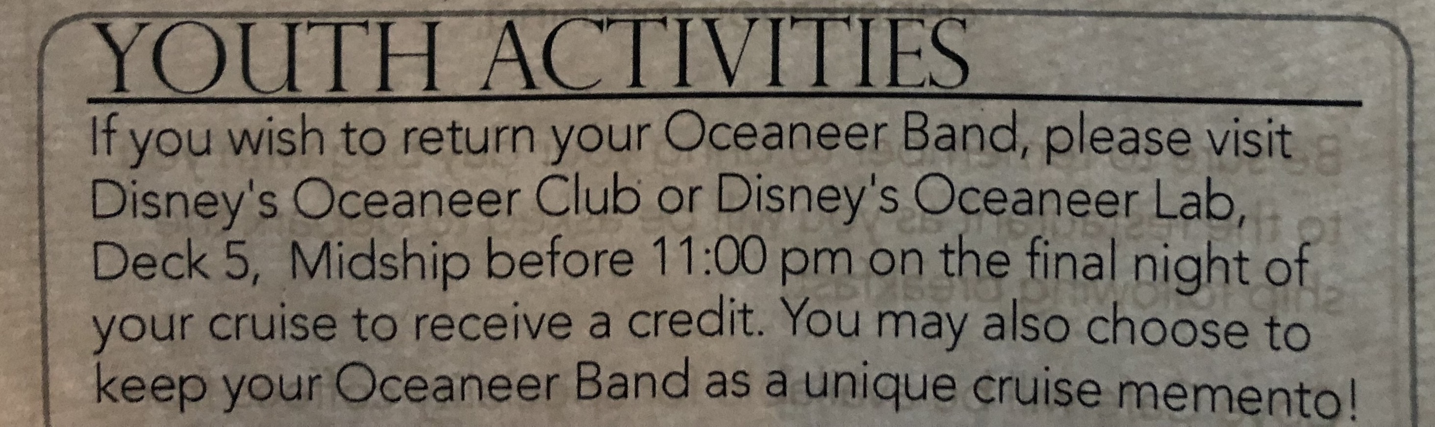 All New Youth Activities Oceaneer Bands Replacing Mickey Bands