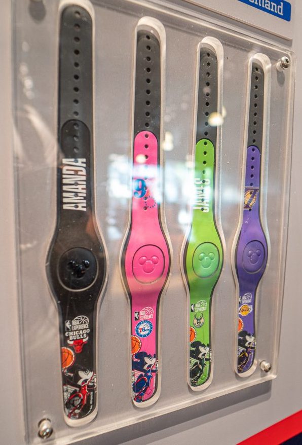 New MagicBand On Demand kiosk at The NBA Store in Disney Springs has new basketball designs